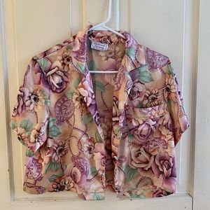 vintage silky floral pajama set by California Dynasty